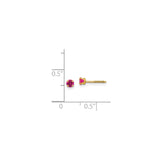 14k Yellow Gold Stud Earrings with Round Cut Created Birthstone, Minimalist Screw Back Design
