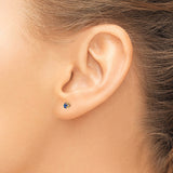 14k Yellow Gold Stud Earrings with Round Blue Sapphire, Screw Back, September Birthstone Jewelry