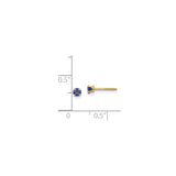 14k Yellow Gold Stud Earrings with Round Blue Sapphire, Screw Back, September Birthstone Jewelry