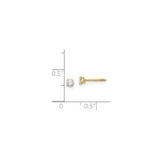14k Yellow Gold Stud Earrings with Round Cut Cubic Zirconia, Solitaire Four Prong, Screw Back
