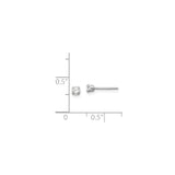 14k White Gold Stud Earrings with Round Cut Cubic Zirconia, Solitaire Prong Setting