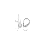 14k White Gold Heart Leverback Earrings with Polished Heart Charm for Women
