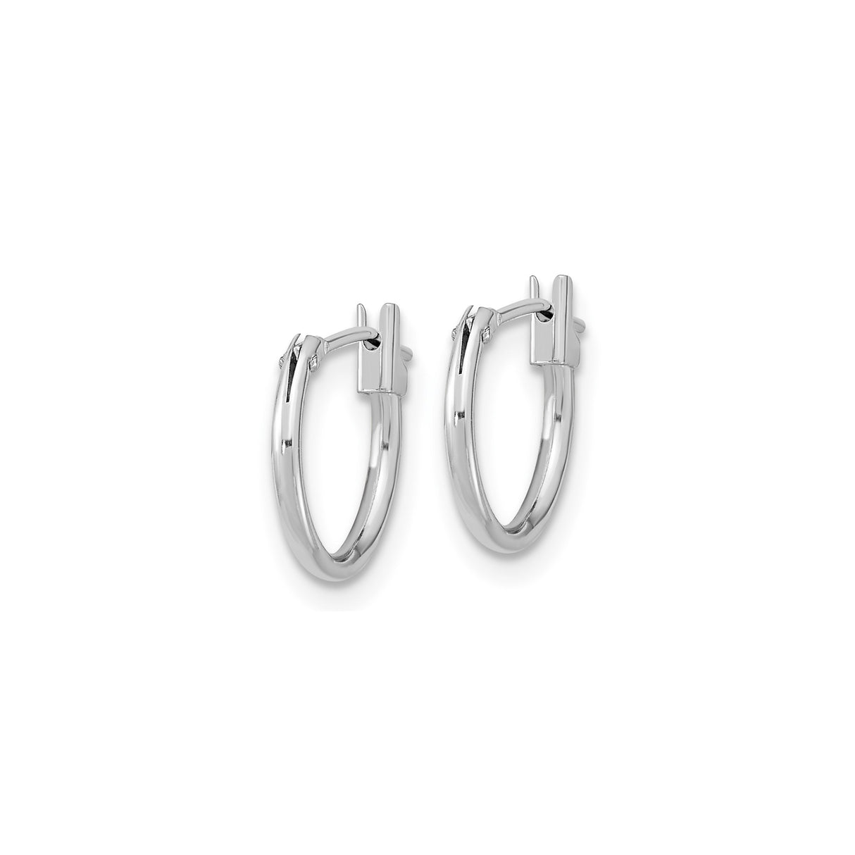 14k White Gold Hoop Earrings, Polished Finish, Hinged Clasp, Classic Minimalist Style for Women