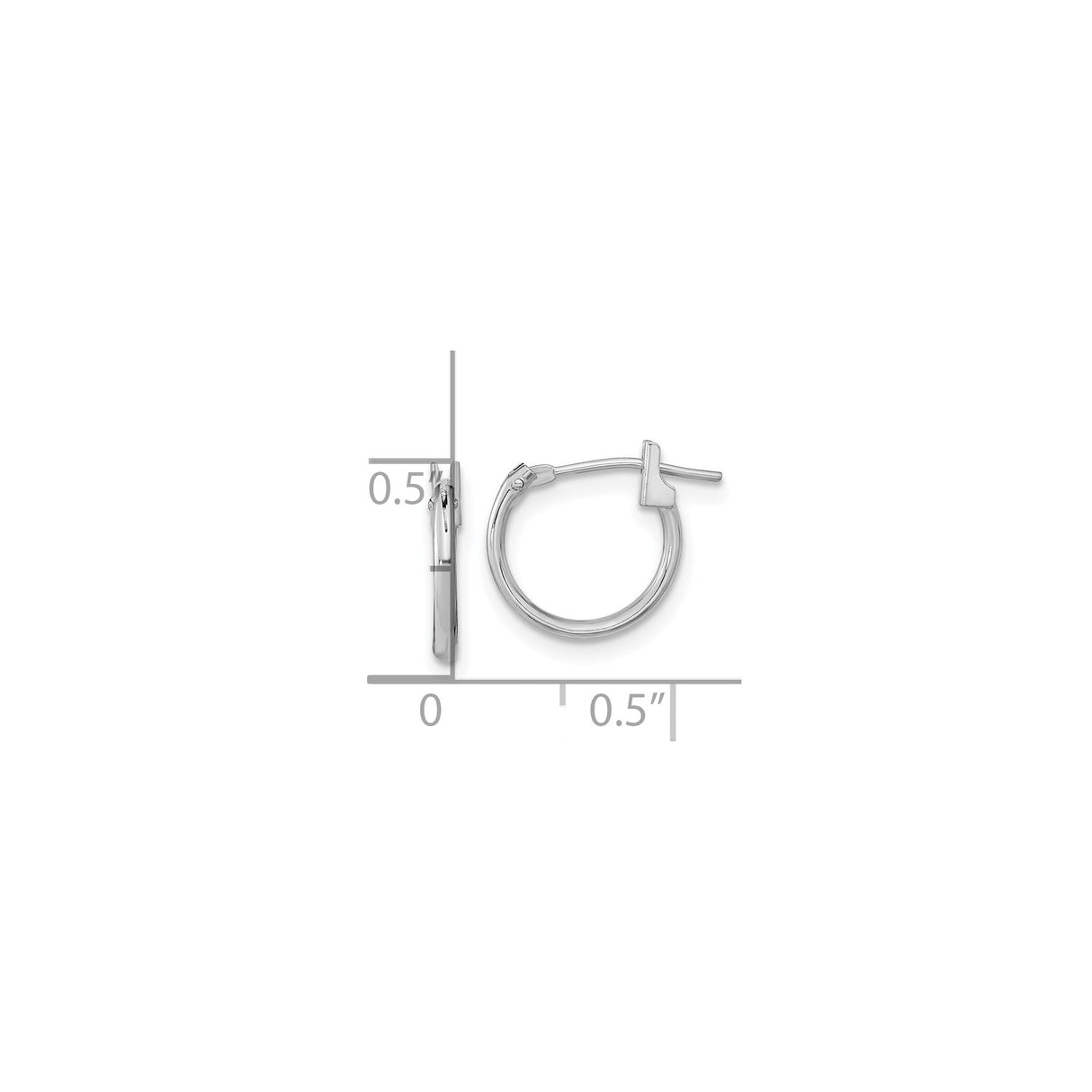 14k White Gold Hoop Earrings, Polished Finish, Hinged Clasp, Classic Minimalist Style for Women