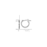 14k White Gold Hoop Earrings, Polished Finish, Hinged Clasp, Classic Minimalist Style for Women