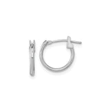 14k White Gold Hoop Earrings, Polished Finish, Hinged Clasp, Classic Minimalist Style for Women