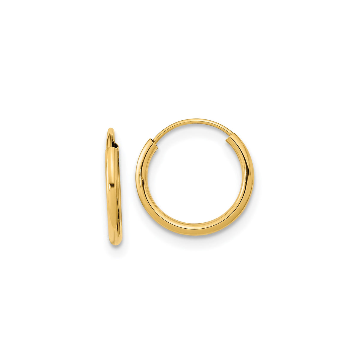 14k Yellow Gold Hoop Earrings, Classic Medium Round Polished Design for Women and Unisex Wear