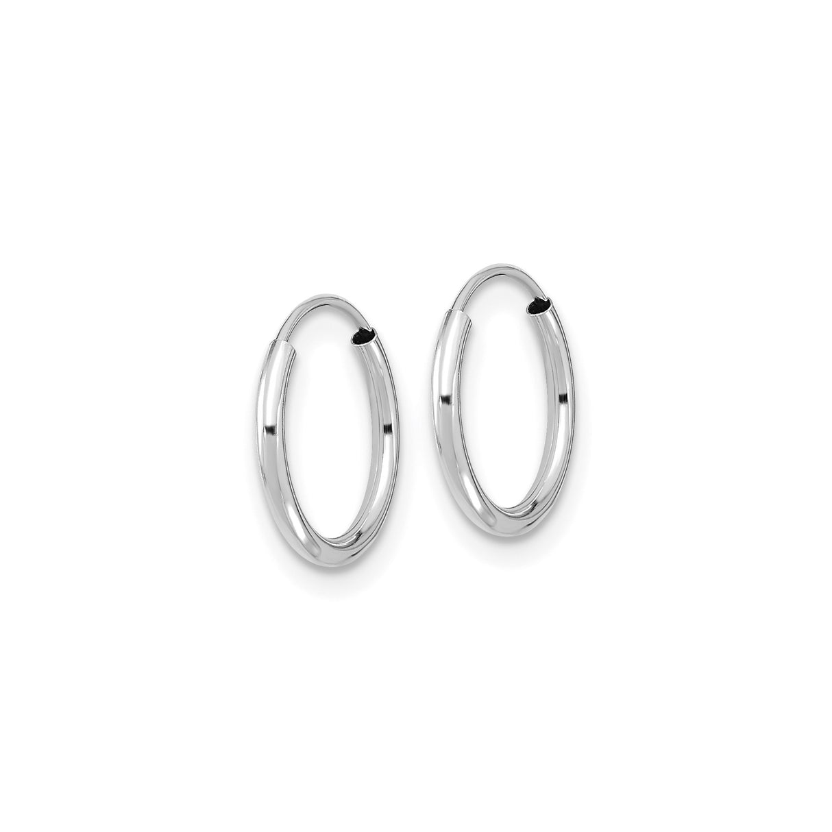 14k White Gold Hoop Earrings, Polished Finish, Classic Minimalist Unisex Design