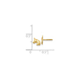 14k Yellow Gold Unicorn Stud Earrings, Whimsical Fantasy Design for Women and Girls