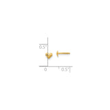 14k Yellow Gold Heart Stud Earrings with Screw Backs, Puffed Minimalist Design for Women or Girls