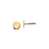 14k Yellow Gold Scallop Shell Stud Earrings, Camino Inspired Coastal Design for Women