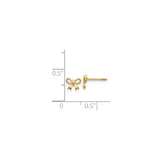 14k Yellow Gold Bow Stud Earrings, Dainty Ribbon Design for Women