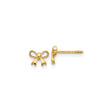 14k Yellow Gold Bow Stud Earrings, Dainty Ribbon Design for Women