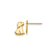 14k Yellow Gold Bunny Stud Earrings, Polished Rabbit Design Animal Jewelry for Women and Girls