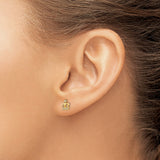 14k Yellow Gold Crown Stud Earrings with Cubic Zirconia, Dainty Royal Design for Women