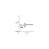 14k White Gold Butterfly Stud Earrings with Cubic Zirconia and White Enamel