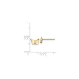 14k Yellow Gold Butterfly Stud Earrings with Marquise Cut Cubic Zirconia Centerpiece