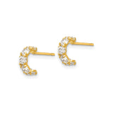 14k Yellow Gold Half Hoop Earrings with Cubic Zirconia in Prong Setting, Classic Design for Women