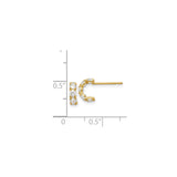 14k Yellow Gold Half Hoop Earrings with Cubic Zirconia in Prong Setting, Classic Design for Women
