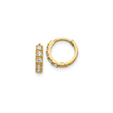 14k Yellow Gold Hoop Earrings with Cubic Zirconia, Channel Set Small Hoops for Women