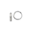 14k White Gold Diamond Hoop Earrings, Channel Set Round Cut, Huggie Style for Women