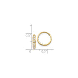 14k Yellow Gold Hoop Earrings with Cubic Zirconia in Channel Setting, Classic Minimalist Style