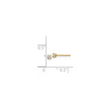 14k Yellow Gold Solitaire Stud Earrings with Round Cubic Zirconia, Classic Four Prong Setting