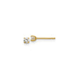 14k Yellow Gold Solitaire Stud Earrings with Round Cubic Zirconia, Classic Four Prong Setting