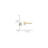 14k Yellow Gold Stud Earrings with Cubic Zirconia, Solitaire Four Prong Setting