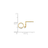 14k Yellow Gold Stud Earrings with Cubic Zirconia, Open Circle Design, Minimalist Style