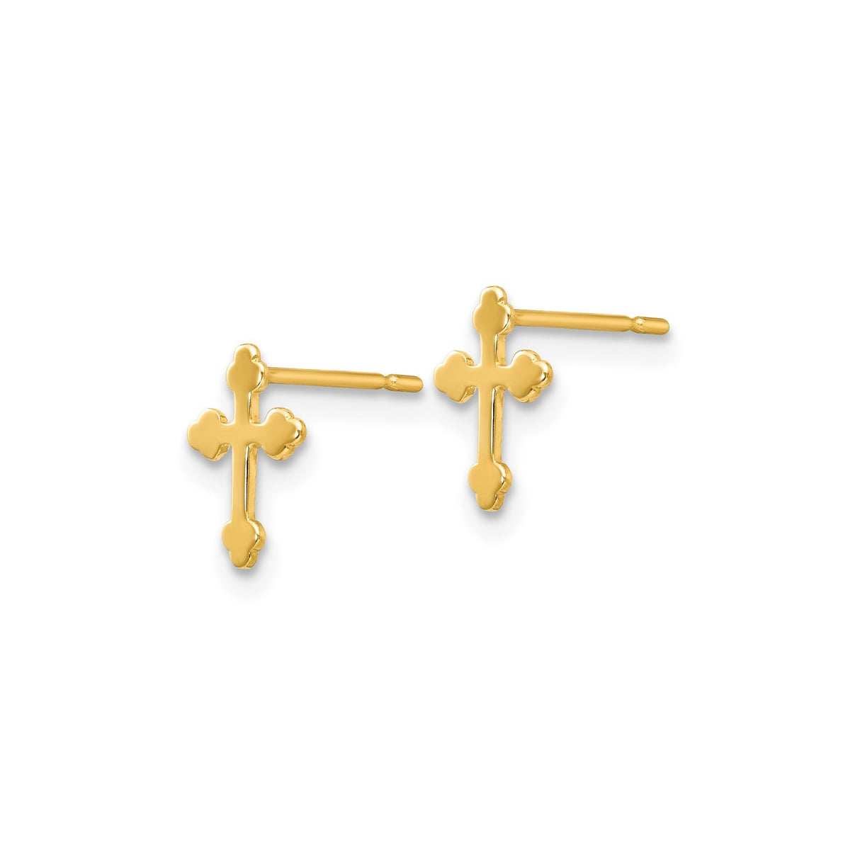 14k Yellow Gold Cross Pendant, High Polish Minimalist Religious Design for Men and Women
