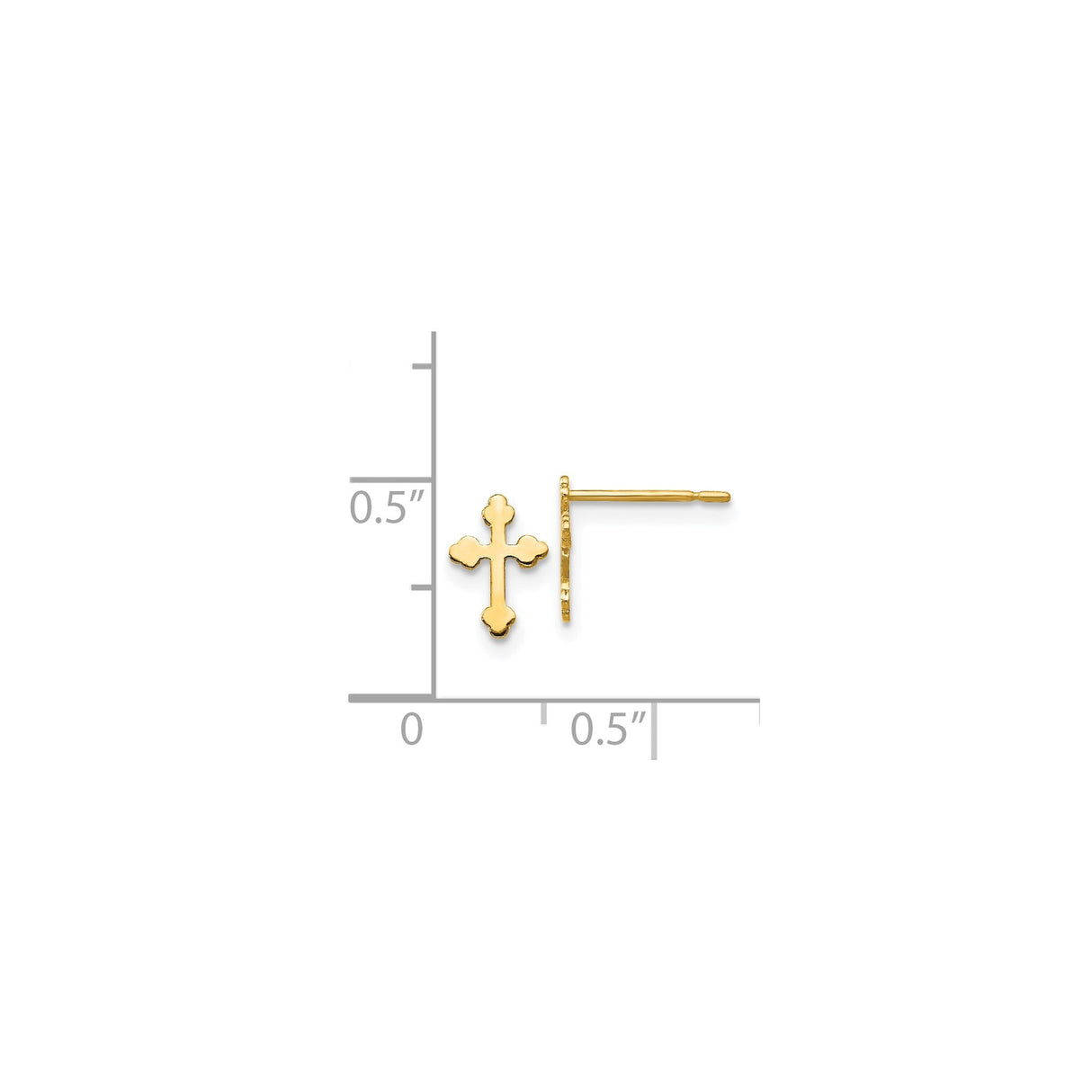 14k Yellow Gold Cross Pendant, High Polish Minimalist Religious Design for Men and Women
