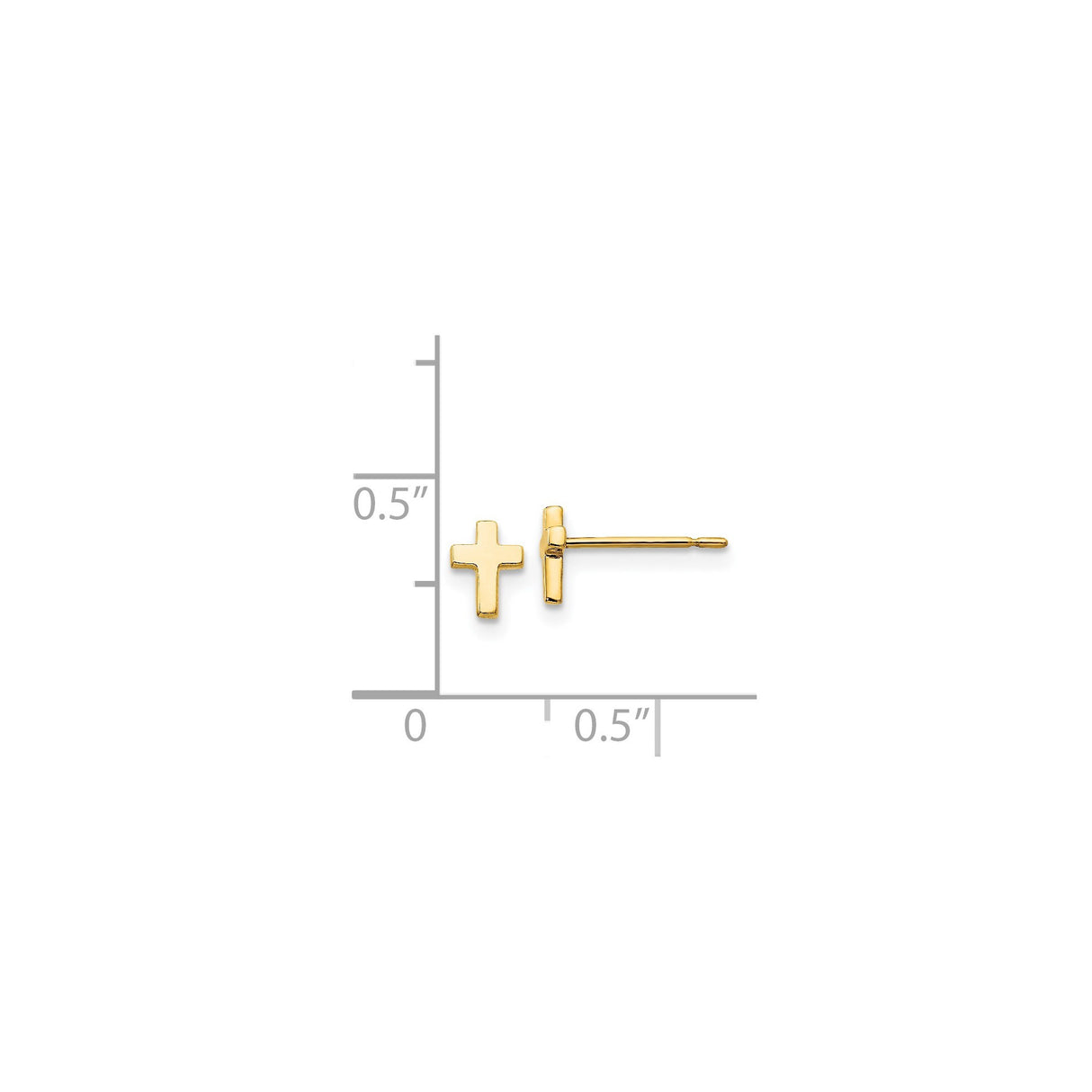 14k Yellow Gold Cross Pendant and Stud Earrings Set, Polished Finish, Classic Faith Jewelry