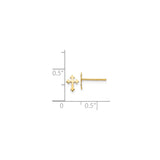14k Yellow Gold Cross Pendant and Stud Earrings Set, Fleur de Cross, Unisex Jewelry
