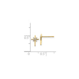 14k Yellow Gold Cross Pendant with Cubic Zirconia Accents, Polished Modern Faith Jewelry