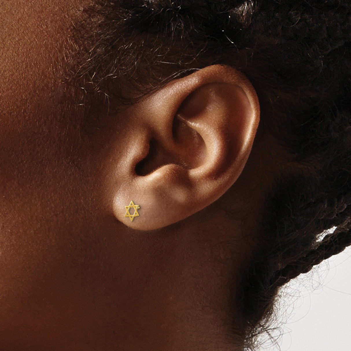 14K Yellow Gold Star Of David Stud Earrings Symbol Jewelry