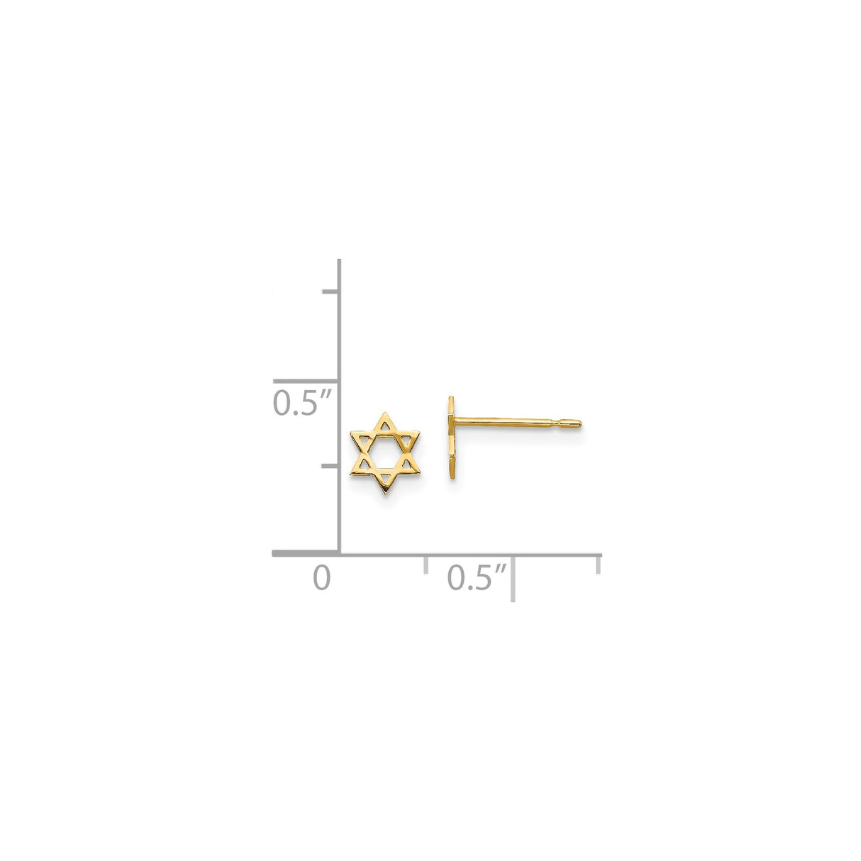 14K Yellow Gold Star Of David Stud Earrings Symbol Jewelry
