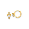 14k Yellow Gold Hoop Earrings with Cubic Zirconia, Heart Design, Romantic Style for Women