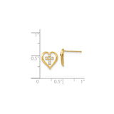 14k Yellow Gold Cross Pendant with Cubic Zirconia and Open Heart Design