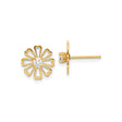 14k Yellow Gold Flower Stud Earrings with Cubic Zirconia and Heart Shaped Petals