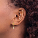 14k Yellow Gold Dangle Earrings with Cubic Zirconia, Delicate Floral Design for Women
