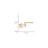 14k Yellow Gold Star Stud Earrings with Cubic Zirconia, Rose Gold Accent, Celestial Design