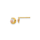 14k Yellow Gold Crescent Moon and Rose Gold Star Stud Earrings with Cubic Zirconia