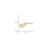 14k Two-Tone Gold Butterfly Stud Earrings with Cubic Zirconia, Rose and Yellow Gold, Minimalist Design