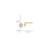 14k Yellow Gold Flower Stud Earrings with Cubic Zirconia, Open Petal Design, Floral Motif