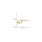 14k Yellow Gold Flower Stud Earrings with Cubic Zirconia Center, Open Petal Design