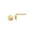 14k Yellow Gold Flower Stud Earrings with Cubic Zirconia, Dainty Floral Design for Women