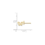 14k Yellow Gold Butterfly Stud Earrings with Openwork Design, Dainty Minimalist Style