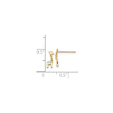 14k Yellow Gold Giraffe Stud Earrings with Cubic Zirconia, Whimsical Animal Jewelry for Women or Girls