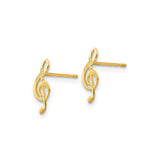 14k Yellow Gold Treble Clef Stud Earring, Dainty Music Symbol Jewelry for Women or Unisex Wear